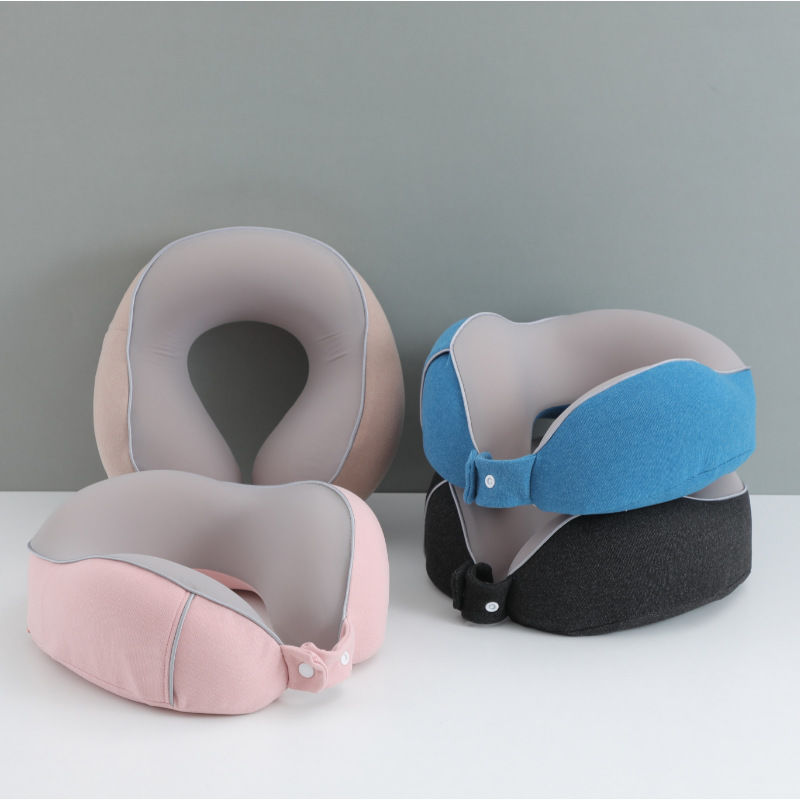 Reise-Nackenstützkissen aus Eisseide und Memory-Schaum in U-Form, ideal fürs Büro oder als Nackenstützkissen_voghion.com