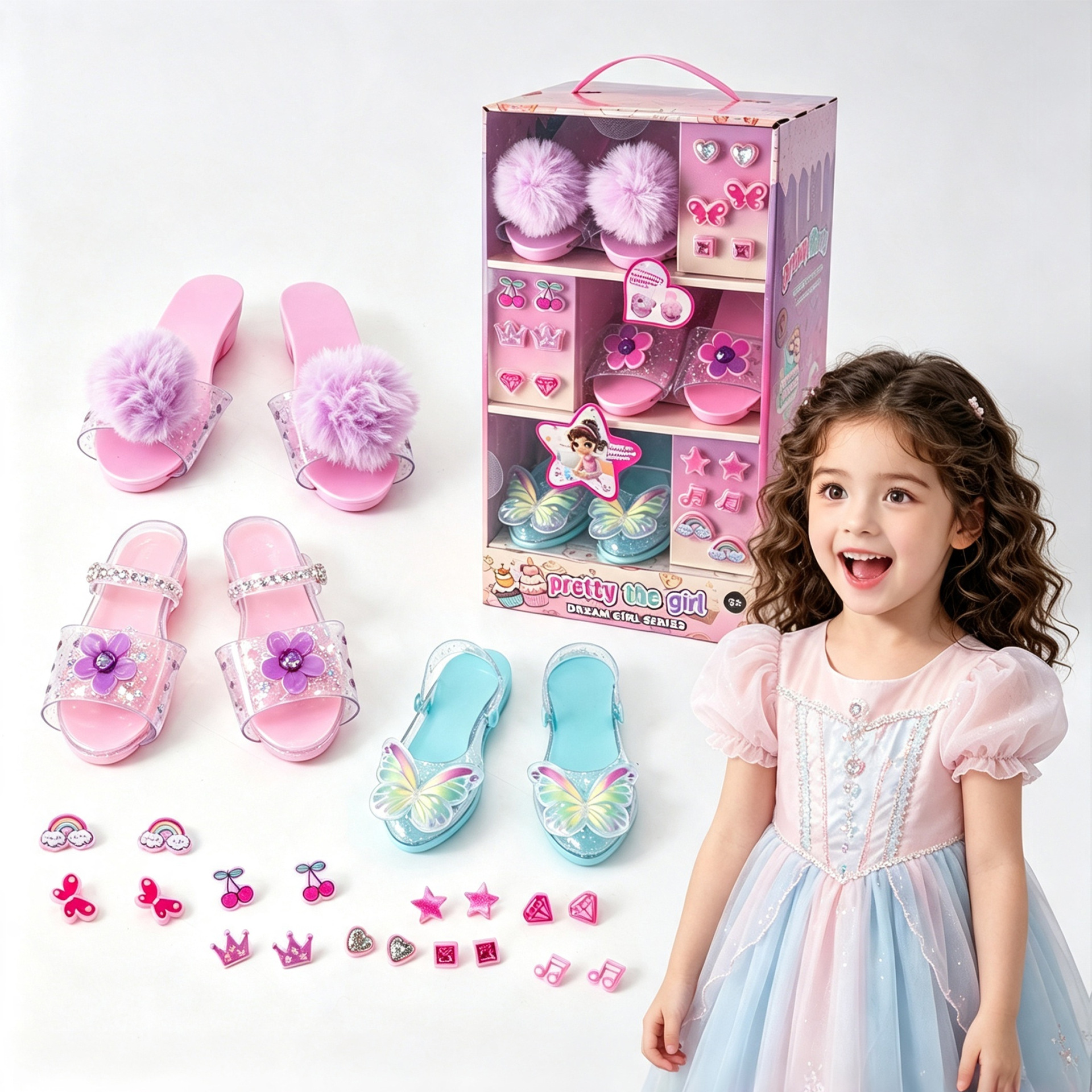 Set de Joyas de Juguete Infantil de Plástico con Accesorios Intercambiables para Niñas