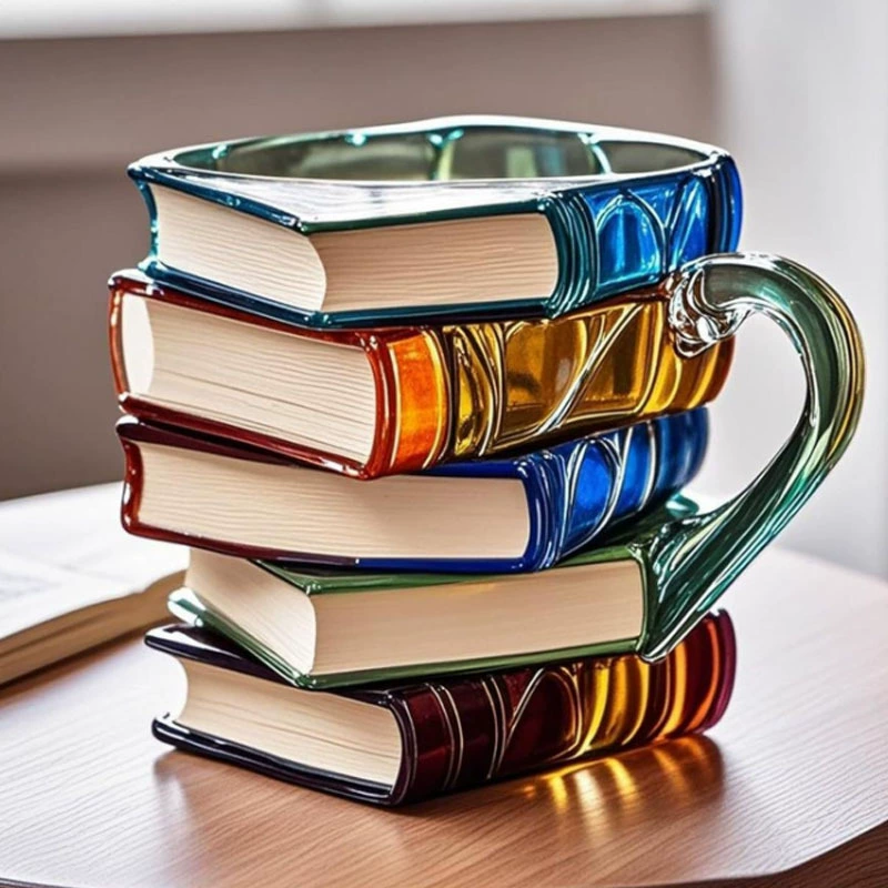 Painted Book-Shaped Mug, 13×10×11 cm Decorative Coffee Cup, Folding Cup Variants