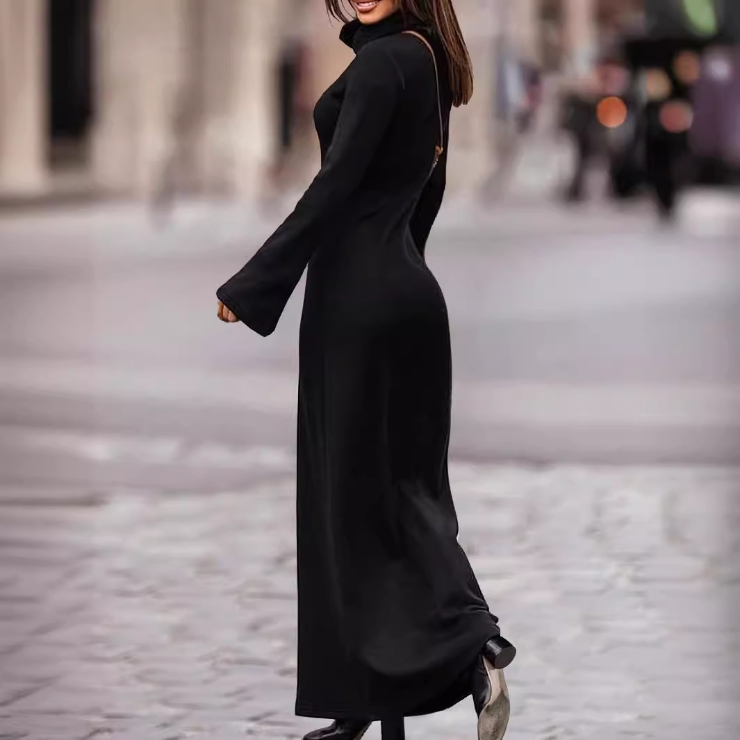 Spring Autumn Sexy Girls High Elastic Solid Color Dress Women