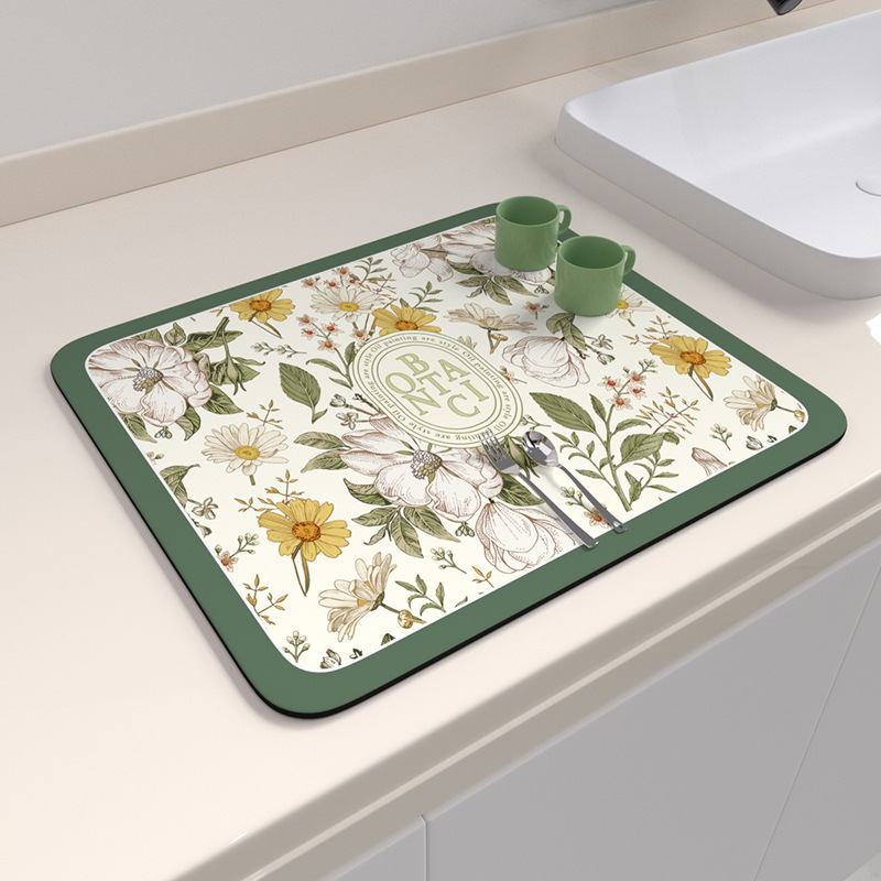 廚房台面瀝水墊硅藻泥吸水墊桌面餐具乾燥墊杯墊免洗茶台吧檯墊子