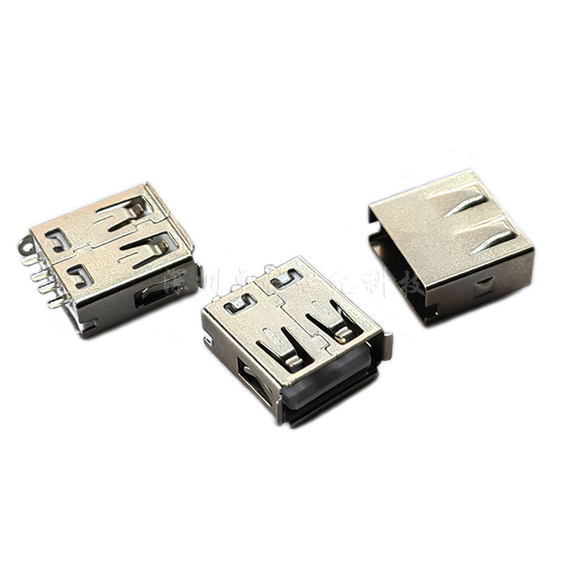 USB母座4P直插單層180度焊線加全包鐵殼護套立插USB2.0 A母帶殼