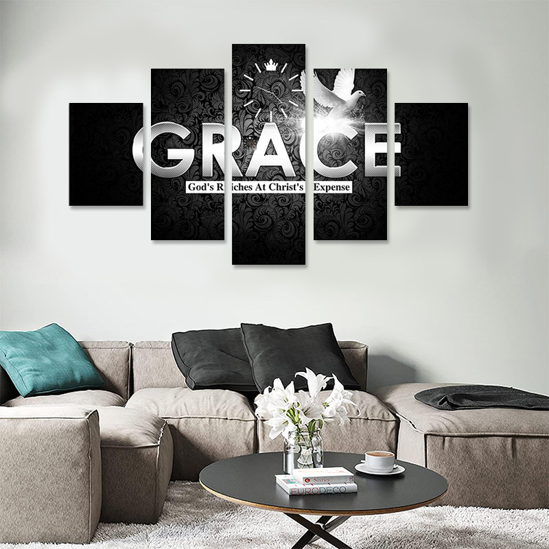 Decorative painting five-piece hanging painting mural canvas five-piece painting spray painting oil painting decorative painting cross-border supply five-piece abstract painting