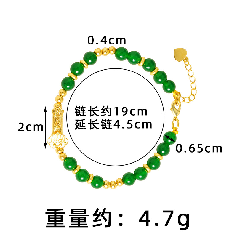 Vietnam oro de arena retro imitación pulsera de jade con cuentas Ruyi no se desvanece durante mucho tiempo estilo chino lujo joyería Yiwu al por mayor