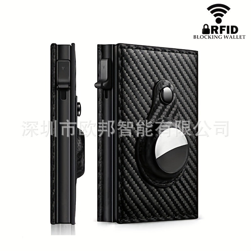 New Credit Card Holder, Double-Fold Bank Card Wallet, Side-Push Automatic Pop-Up Card Holder with Airtag Protective Case