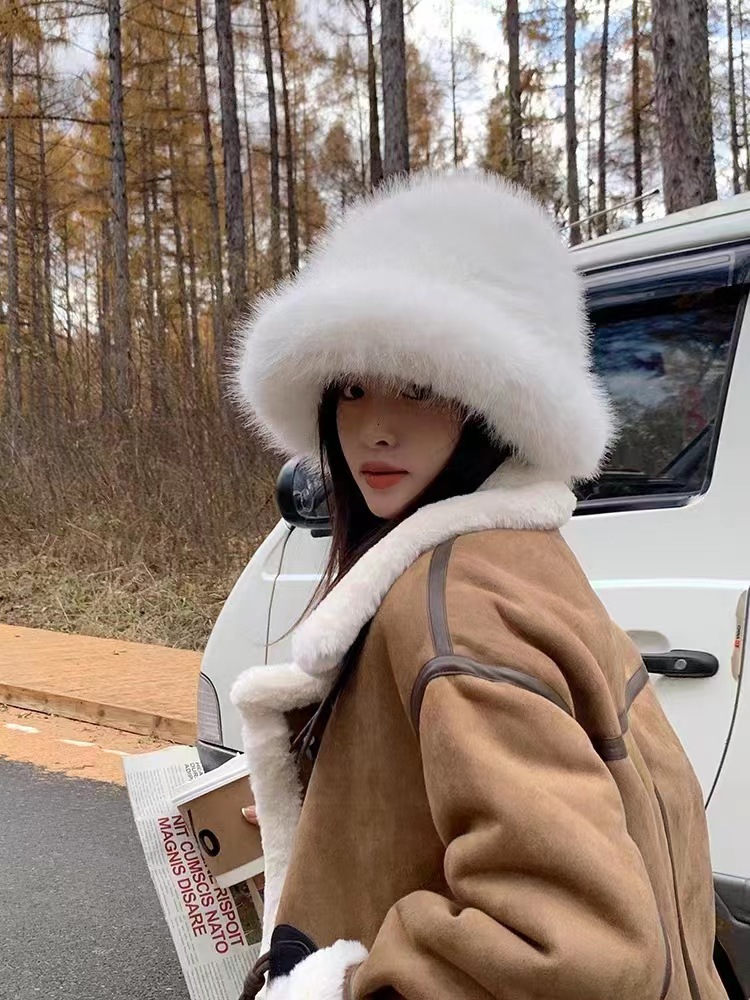 High end mink fluffy fisherman's women's noble style, large head surround fur hat, winter warm pullover hat_voghion.com