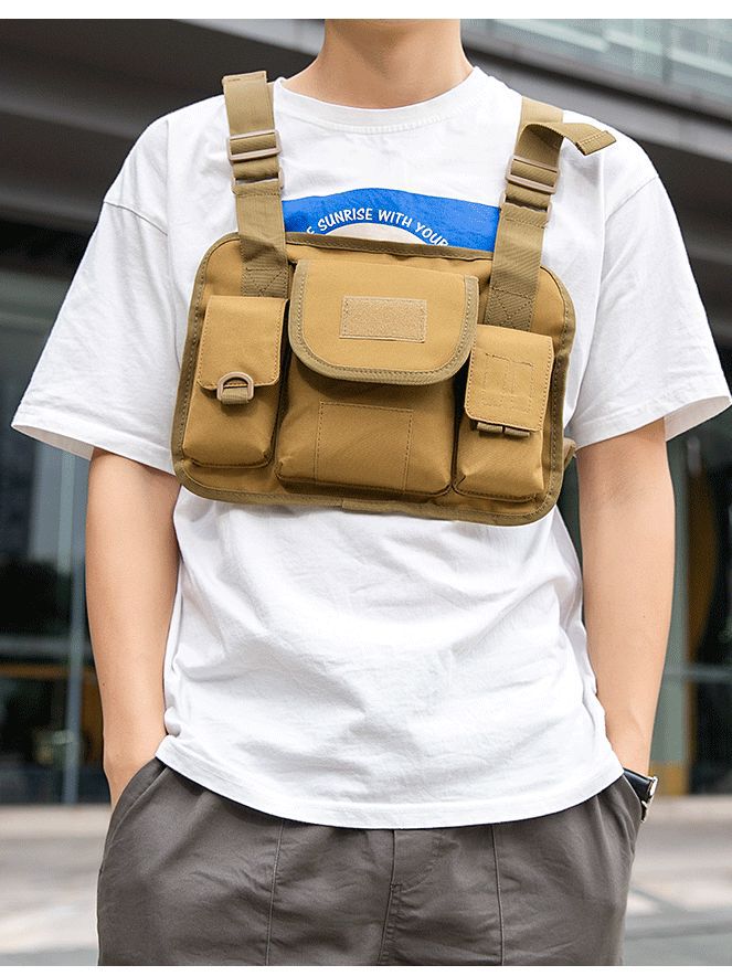 Pecho bolsa de moda deportes al aire libre calle danza bolsa pecho mochila hip hop moda bolsa militar fans impermeable Oxford pecho hebilla mochila