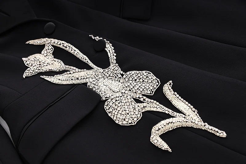 Women's Clothing 2024 Spring New Super Heavy Industry Flower Beading BLINGBLING Waist Satin Collar Suit Dress Ready in Stock_ipsvogv.com