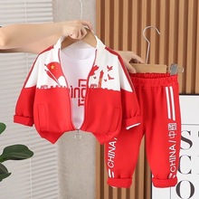 男童春装套装女宝宝新款运动服幼儿园服装小孩中国红校服婴儿童装