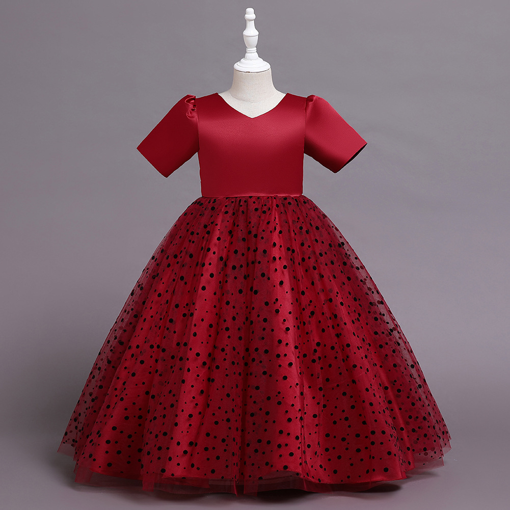 Vestido de la princesa de los niños franceses primavera y otoño niñas piano negro traje niña cumpleaños pasarela vestido de noche