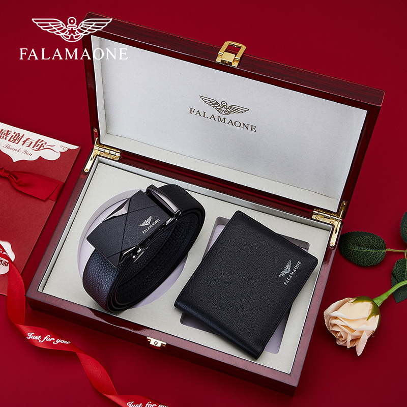 Falai Armani Wallet Belt Gift Set Men's Belt Genuine Leather Luxury Brand Boyfriend Birthday Gift Box