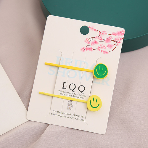 Cute Creamy Smiling Hair Clip Kids Style Bangs One-Sided Clip Japanese Soft Girl Hair Accessory Hairpin Wholesale