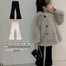 女童裤子宝宝洋气百搭秋冬长裤灯芯绒一体绒加绒时尚喇叭裤潮批发