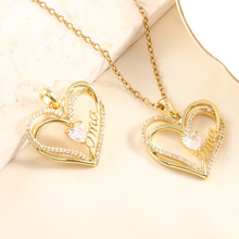 欧美跨境永恒之心项链吊坠 铜镀金微镶锆石小众设计简约轻奢配件