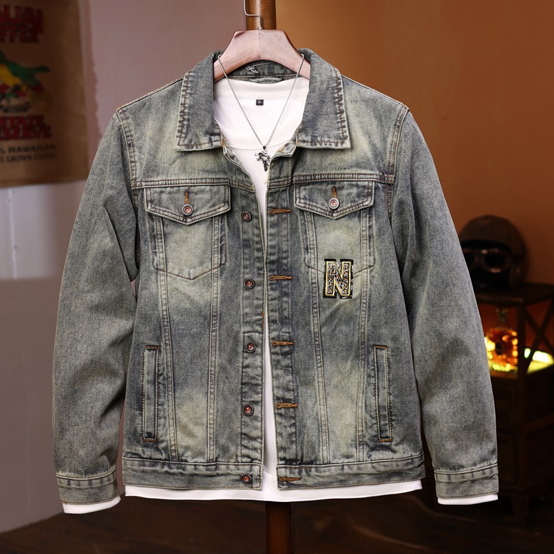 Herren Jeansjacke Im Biker Stil Mit Stickerei Modisches Design_voghion.com