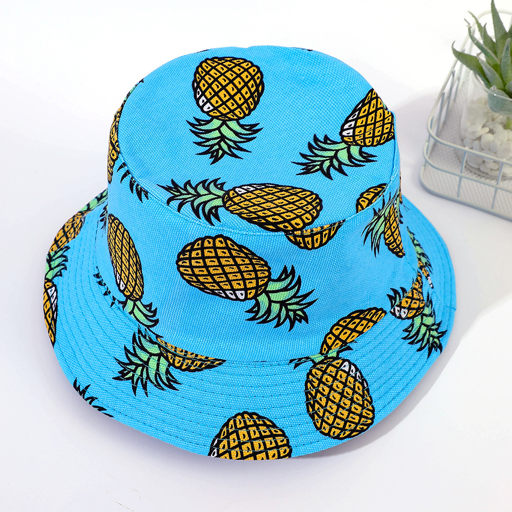 Sombrero de pescador adulto piña impresión plana superior sombrero de la cuenca ala grande protección solar sombrero de pescador