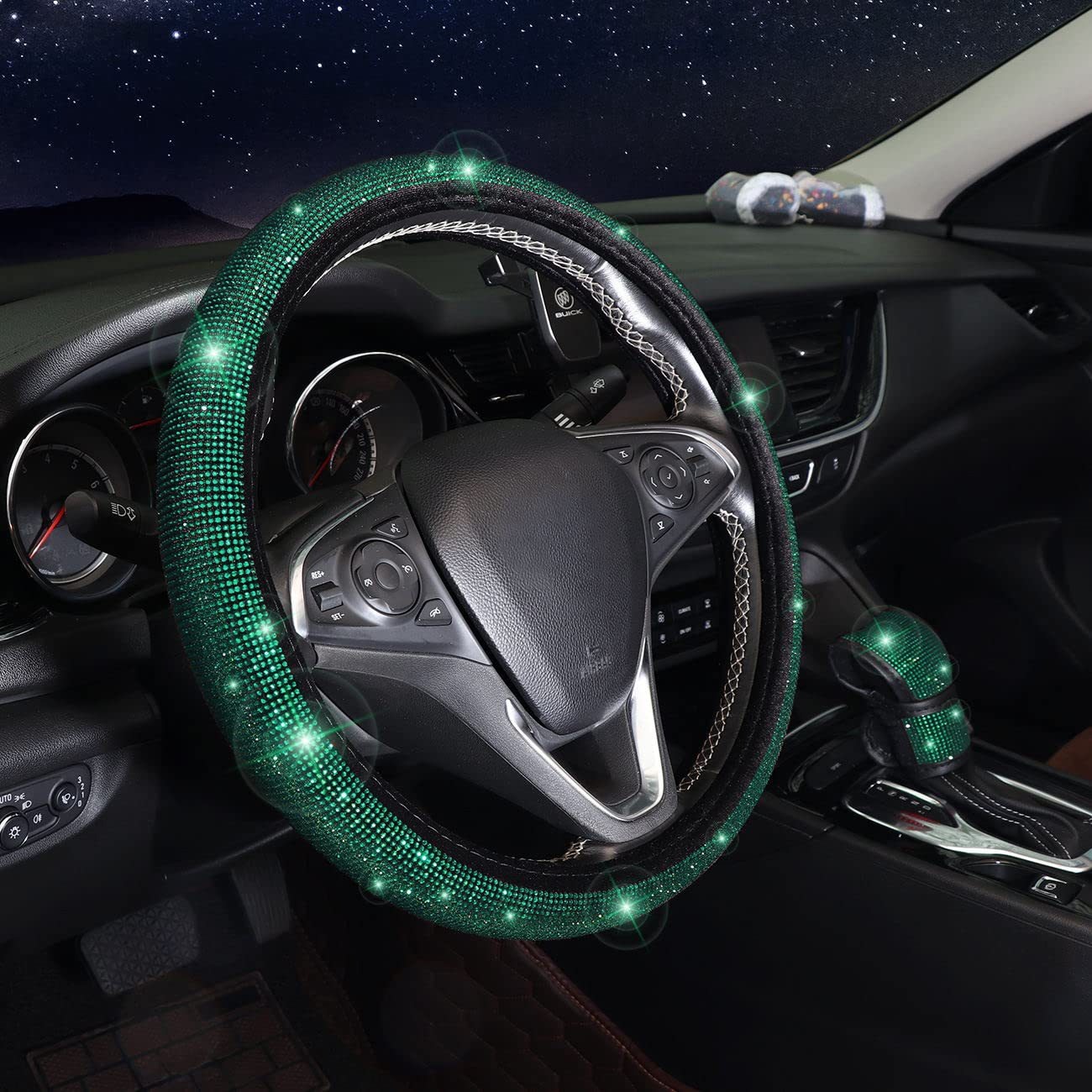 Car Handlebar Cover with Diamonds, Handbrake Gear, Seat Belt Shoulder Cover, Hot Diamond Handlebar Cover, Decorative Universal Full Diamond Steering Wheel Cover