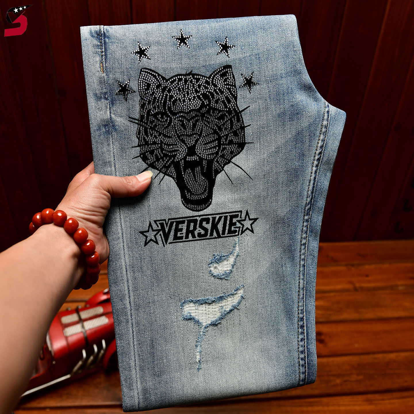 Herrenbekleidung Herren Slim Fit Straight Leg Jeans Hochwertige, trendige Leopardenmuster-Jeans mit Strasssteinen und Heißprägung, dehnbar, modische Frühlings- und Sommerhose_voghion.com