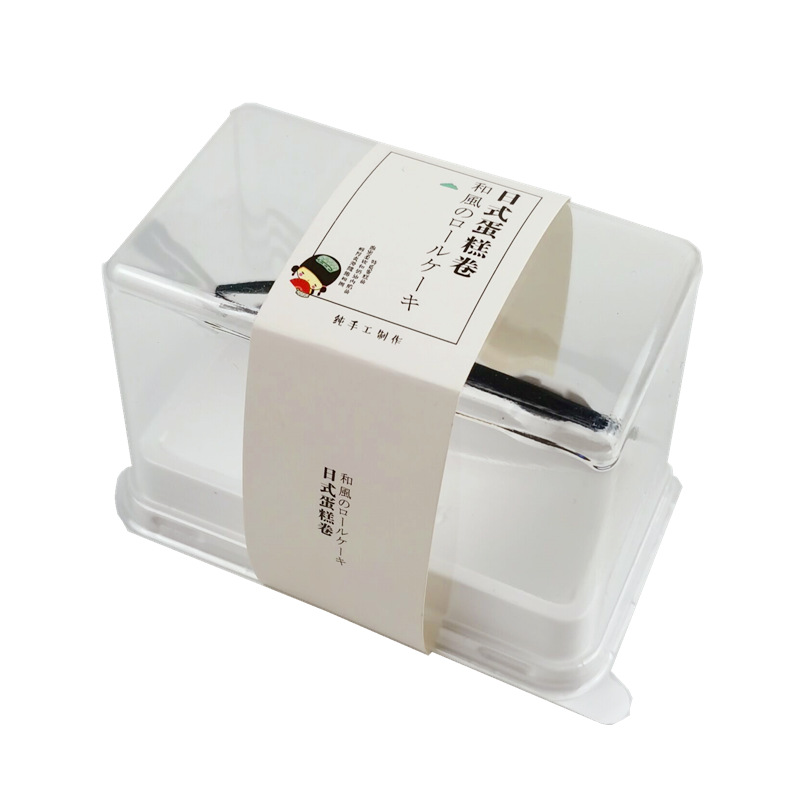 Fabricante japonés caja de pastel superior e inferior cubierta antiniebla PET hornear mousse de punto occidental bloque de corte Menglong rollo caja de la ampolla de la torta