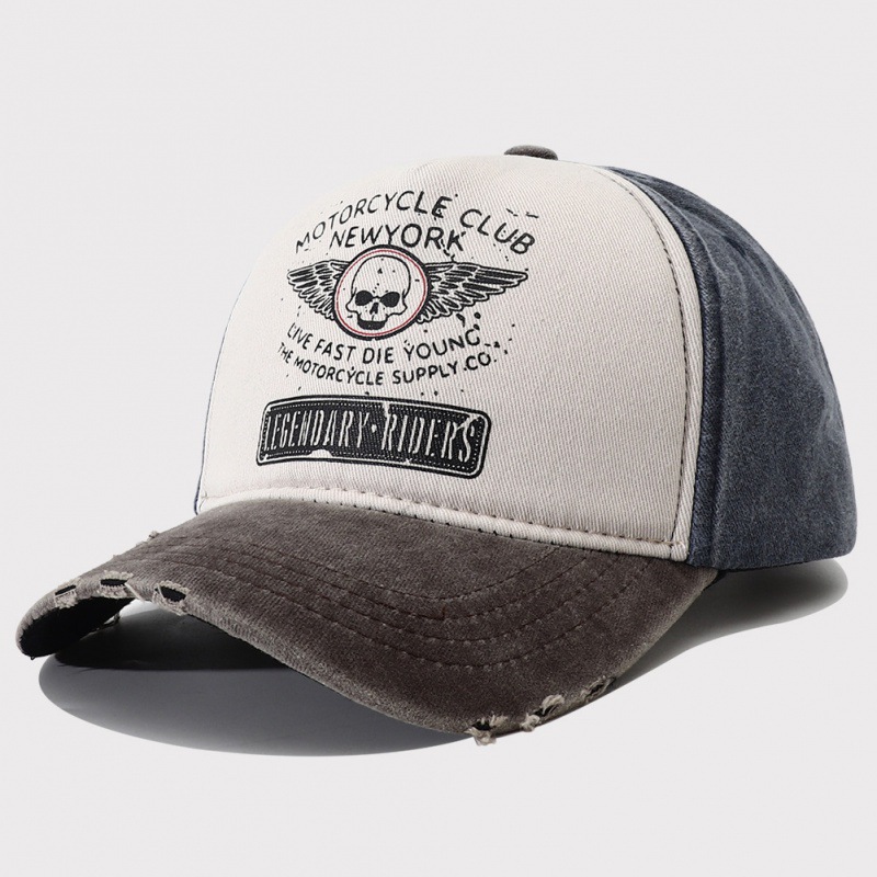 Hoed voor de vroege herfst 2023 voor dames, nieuwe vintage gewassen denim baseballpet voor heren, harde rand, Koreaanse stijl, gezichtsslankmakende eendenbek_voghion.com