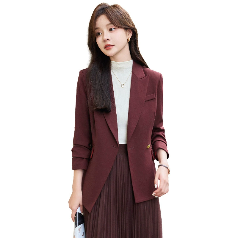 Classic long work autumn fitted classic suit jacket, mid-length