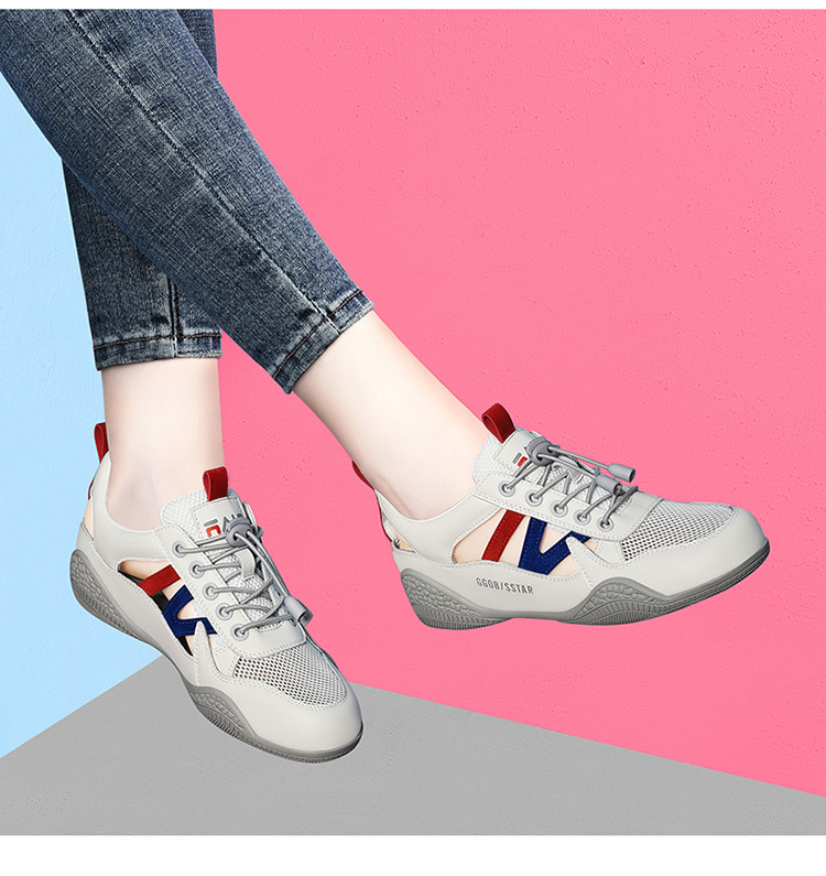 Giày sneaker nữ da thật lỗ thoáng khí đế phẳng nhẹ mùa hè 2025 — Màu xanh lá cây (1061), B5-05=giá trị thông số Kd, (cài 2), Màu trắng (1061), Trắng đen 1062 chi tiết 22