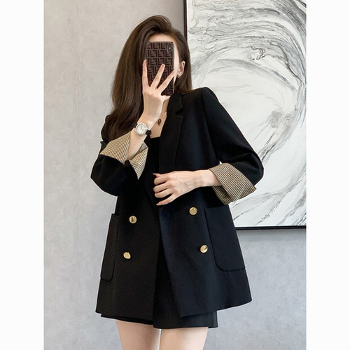Spring and autumn new style casual coat for women, Korean style black fried street small suit, Internet celebrity temperament small suit