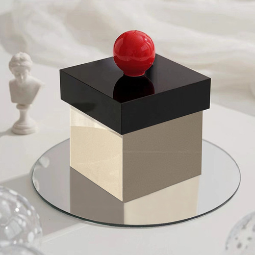 Red Ball Pearl Style Acrylic Cotton Swab Box Transparent Desktop Floss Box Cosmetic Cotton Dustproof Storage with Cover