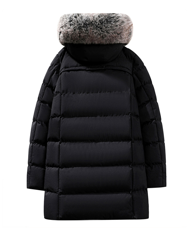 Große, mit Baumwolle gefütterte Jacke für Herren mit abnehmbarer Kapuze und großem Pelzkragen._voghion.com