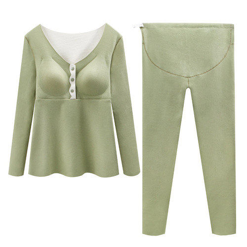 Warmkeeping maternity nursing top for women, lined, thick, comfortable, front-fastening for pre-pregnancy, autumn and winter edition, breastfeeding top