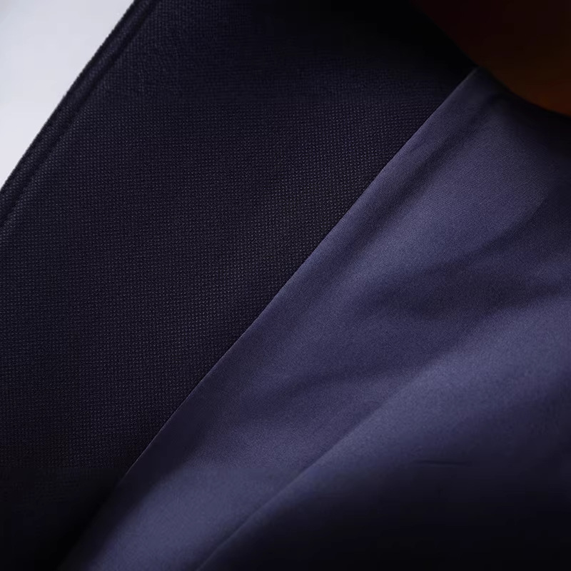 Blazer da donna slim fit ricamato blu navy con un solo bottone, cappotto formale in stile accademico con distintivo per l'ufficio, elegante per autunno e inverno._voghion.com