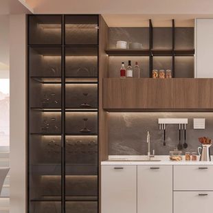 Simple Cabinet Integrated Kitchen Cabinet Simple Quartz Stone Countertop Integrated Simple Language Foshan Furniture Manufacturer Direct Sales