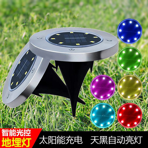 Cross-border solar underground lights led waterproof stainless steel lawn lights outdoor lights villa garden lights decoration home