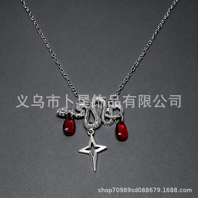 Cross-Border New Product Gothic Snake Sword Necklace Star Pendant Gothic Style Necklace Victorian Charm Jewelry