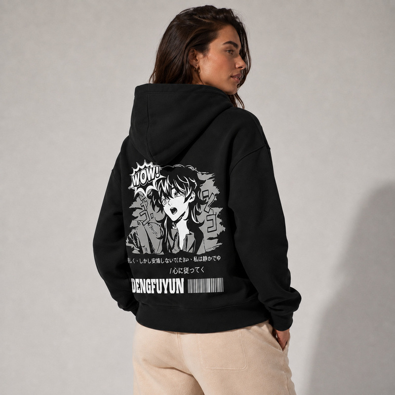 Cross-border custom women's clothing, American-style loose hooded sweatshirt, casual boyfriend style, trendy large print, can be customized with a minimum order of one piece