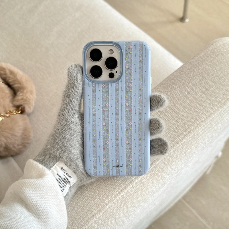 Funda para teléfono móvil iphone16ProMax/15 con rayas de brillo ins coreanos 14 Apple 13 estéreo 16