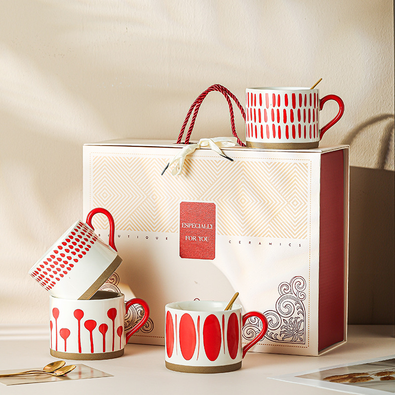 Taza pintada a mano para mujer, taza de agua para oficina, recuerdo para el hogar, regalo de boda y cumpleaños, taza creativa de cerámica pintada a mano