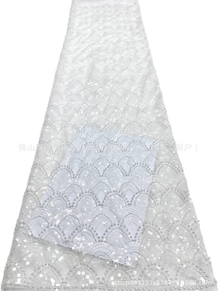 Fabricantes de escamas de pescado nueva tela de encaje de cuentas Gao Ding vestido de fiesta de baile de moda tela image 7
