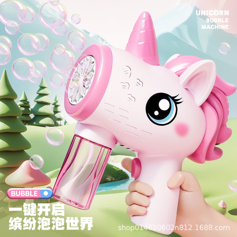 Envío gratis celebridad neta sueño unicornio máquina de burbujas pistola de burbujas luminosa automática día de los niños juguetes puestos de regalo