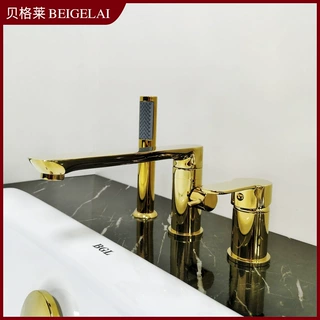 洗澡浴缸座式全铜分体龙头三件套淋浴花洒冷热水混阀淋浴器混水阀