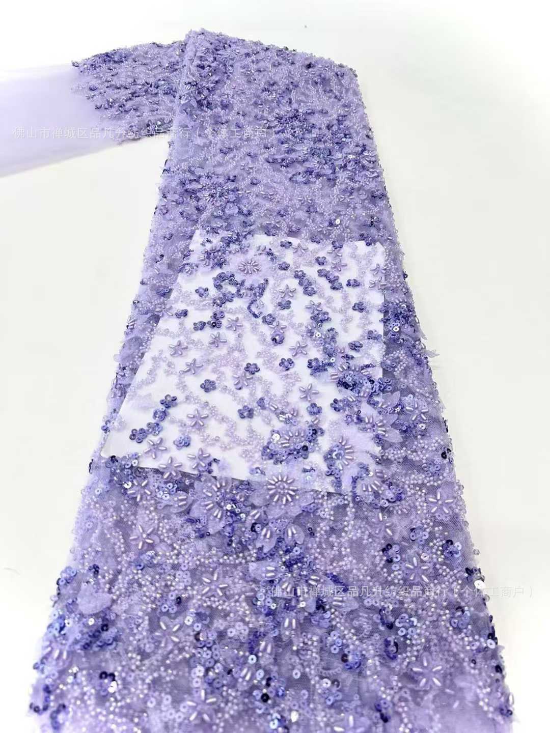 Tejido de boda, vestido de bordado de perlas, moda transfronteriza de alta calidad, tela de bordado tridimensional, perlas de arroz image 11