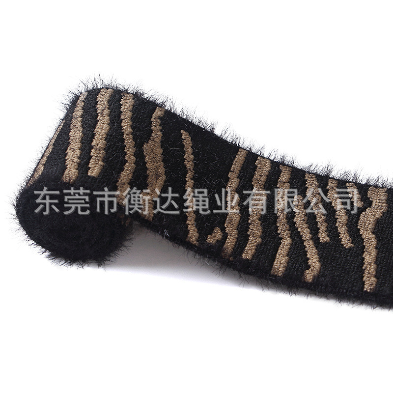 Fábrica de venta al por mayor 4cm cinta elástica de peluche imitación de visón elástica cinta elástica Jacquard letras