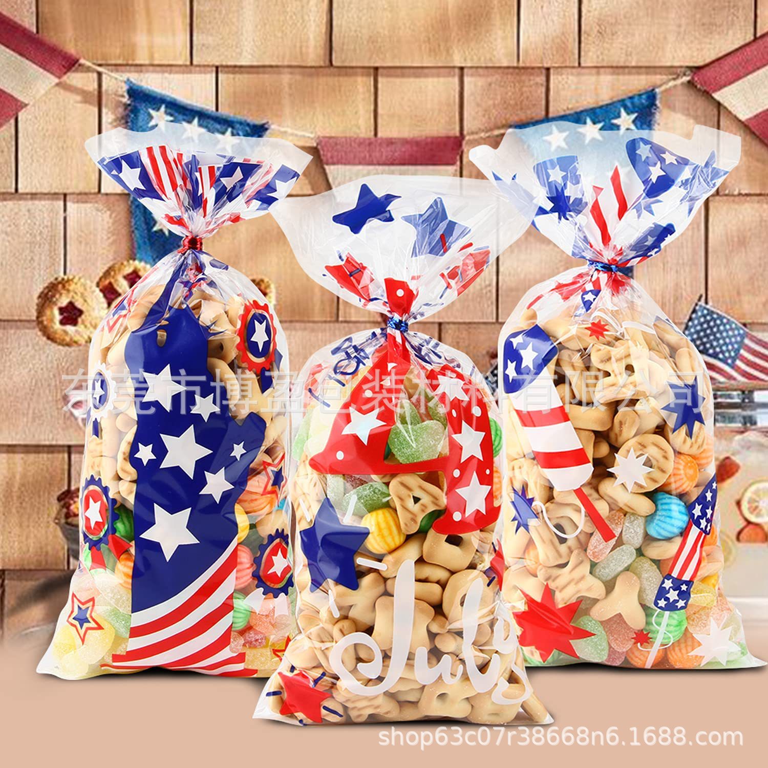 跨境电商直供PP/OPP印刷透明糖果袋面包塑料包装袋配扎条