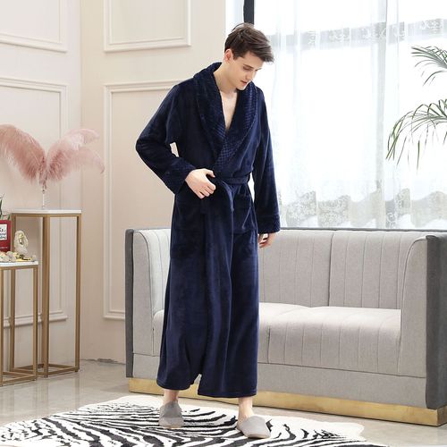 Amazon Same Style Men's Robe Autumn and Winter Coral Fleece Bath Robe Bath Suit Home Clothes Thick Pajamas Men's Robes