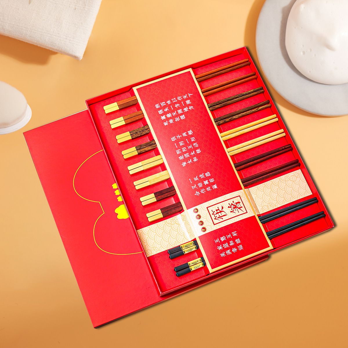 Nueva moda nacional dragón año apertura palillos rojos inauguración caja de regalo publicidad traje de regalo traje perfecto