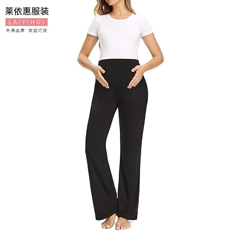 Cross-border European and American high waist maternity pants thin loose straight home casual all-match comfortable stretch maternity pants