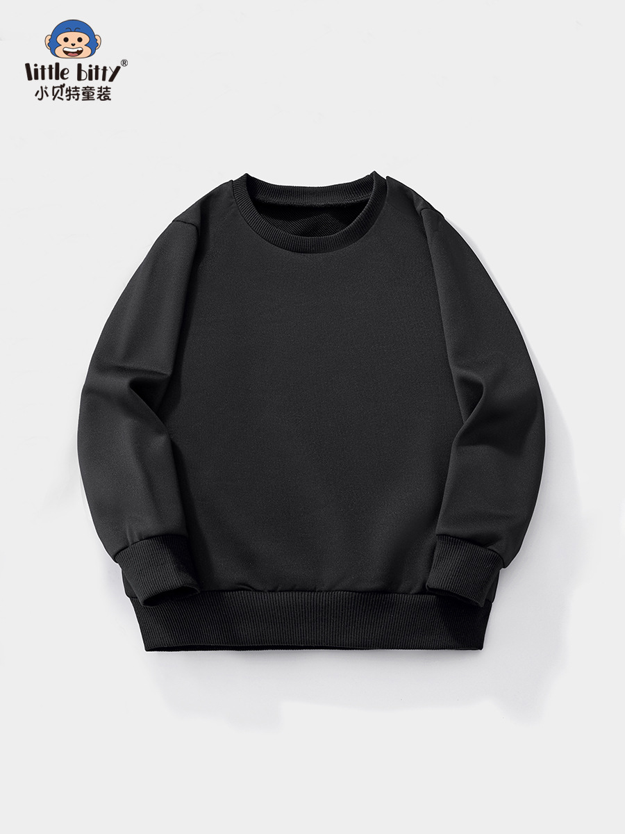 European and American Cross-Border Children's Clothing Autumn and Winter Solid Color Long-Sleeve Sweatshirts Basic Color Pullovers Support Customization and Wholesale in Stock