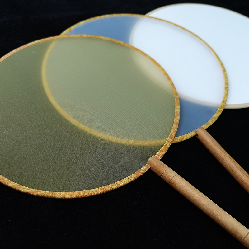 Hand-painted Chinese ink and watercolor artwork on pure silk, blank round fans—perfect for meticulous brushwork, DIY embroidery, or children’s creative doodles on traditional fan surfaces.