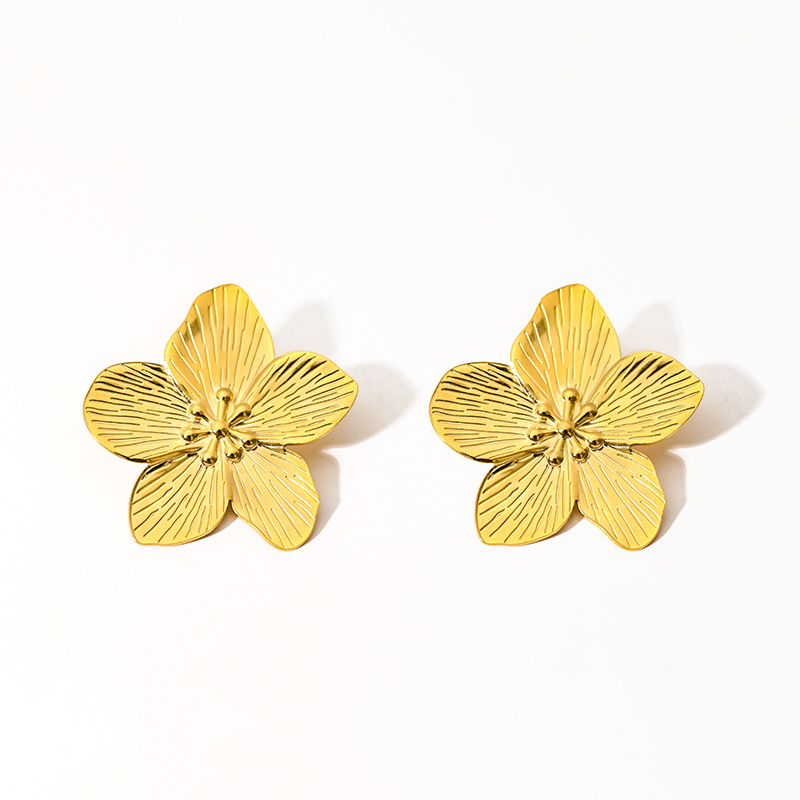 1 Pair Sweet Insect Flower Plating 304 Stainless Steel Turquoise 18K Gold Plated Ear Studs display picture 2