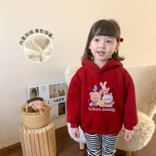 特价清仓女童加绒卫衣冬装新款儿童韩版加厚圣诞上衣宝宝衣服年服